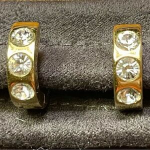 Coach Huggie Hoop 3-CZ Gold Earrings- excellent condition
